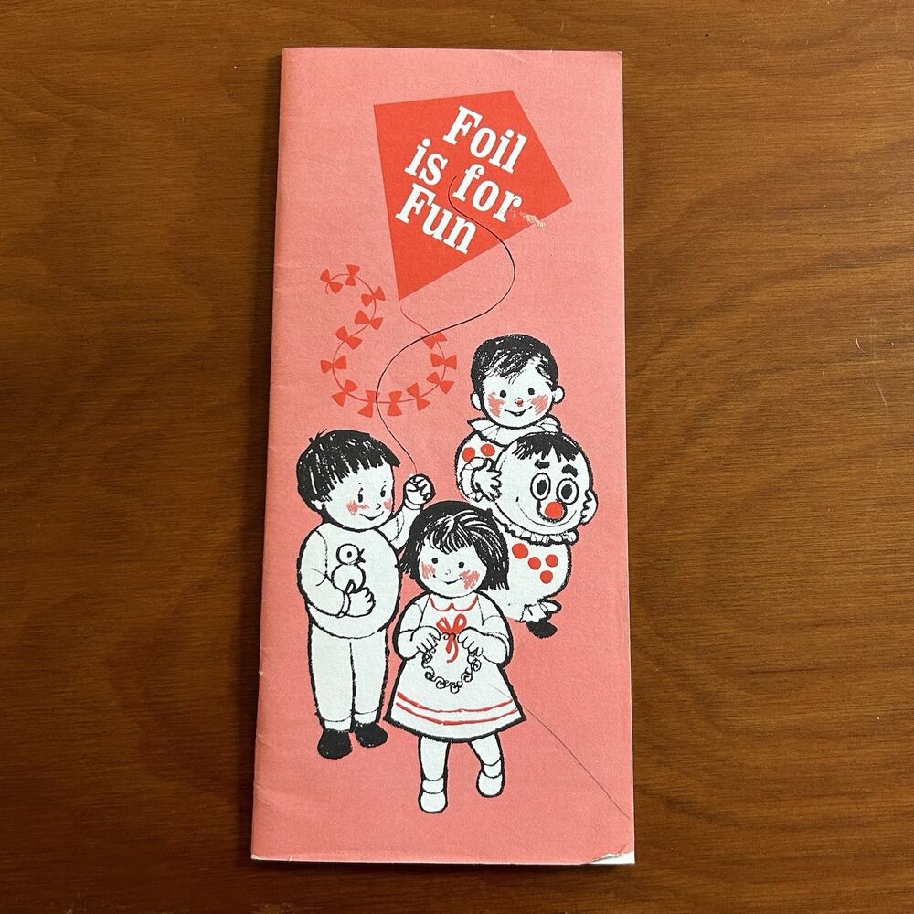 Vintage Foil Is Fun Retro Kids Craft Idea Booklet MCM Salmon Color Ephemera